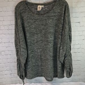 Alchemation Alkamy Gray Ruched Sleeve Oversized Knit Sweater XL
